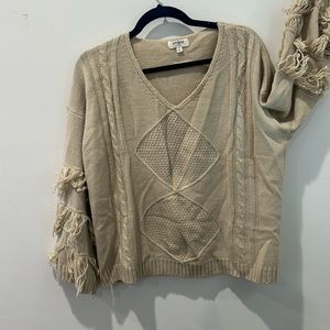Umgee frill sleeve cable sweater